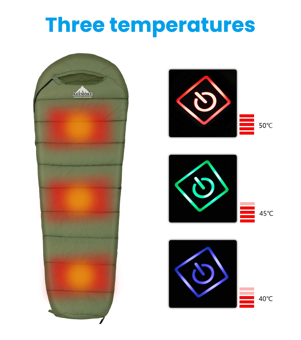 Sleeping Bag with Heating Pads