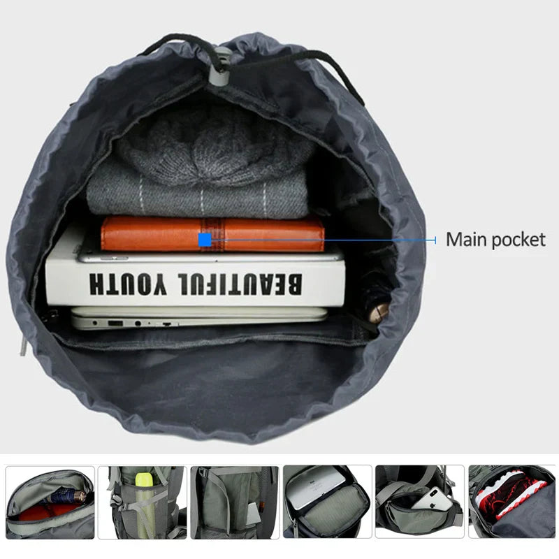 Large Camping Backpack with Rain Cover