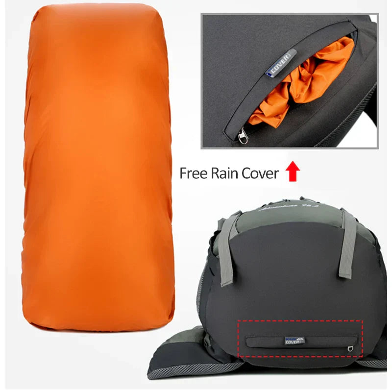 Large Camping Backpack with Rain Cover