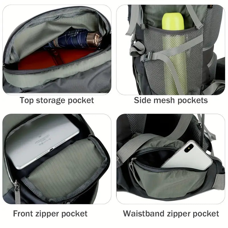 Large Camping Backpack with Rain Cover